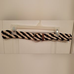 Nautical woven belt navy blue and off-white